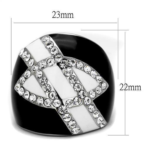 TK2211 - High polished (no plating) Stainless Steel Ring with Top Grade Crystal  in Clear