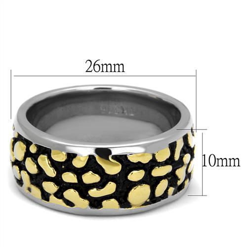 TK2238 - Two-Tone IP Gold (Ion Plating) Stainless Steel Ring with Epoxy  in Jet