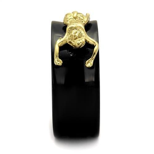 TK2240 - IP Gold+ IP Black (Ion Plating) Stainless Steel Ring with No Stone