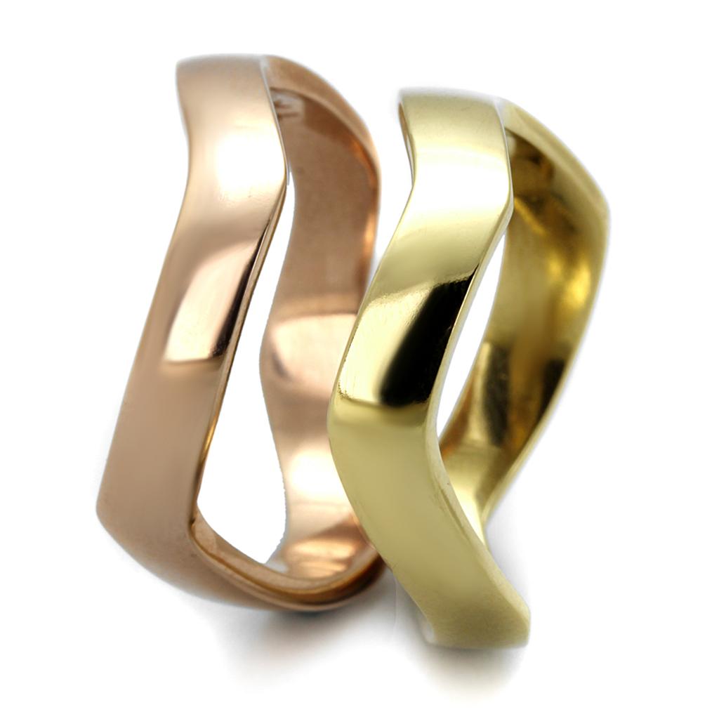 TK2265 - IP Gold & IP Rose Gold (Ion Plating) Stainless Steel Ring with No Stone