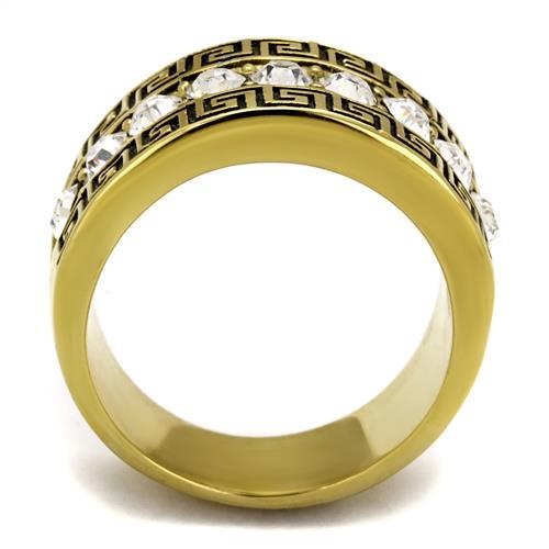 TK2310 - IP Gold(Ion Plating) Stainless Steel Ring with Top Grade Crystal  in Clear