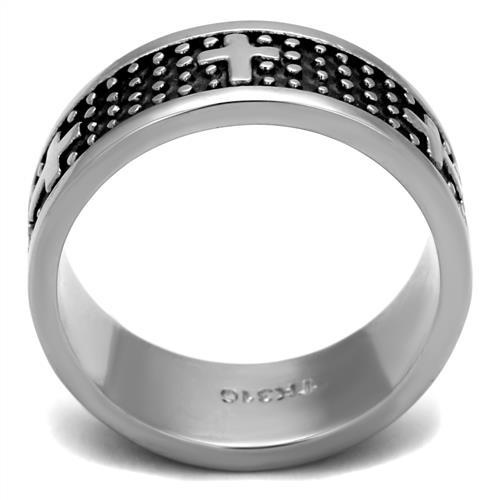 TK2321 High polished (no plating) Stainless Steel Ring with Epoxy in Jet