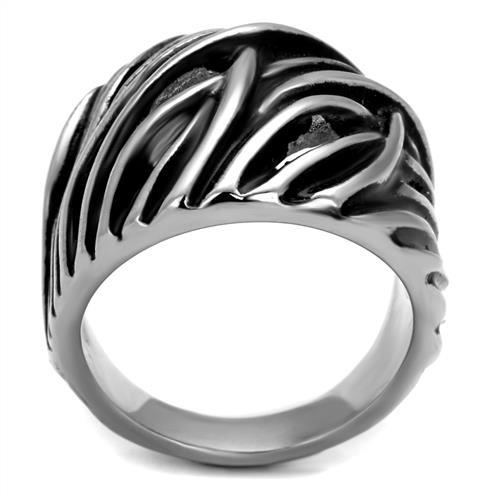 TK2338 - High polished (no plating) Stainless Steel Ring with Epoxy  in Jet