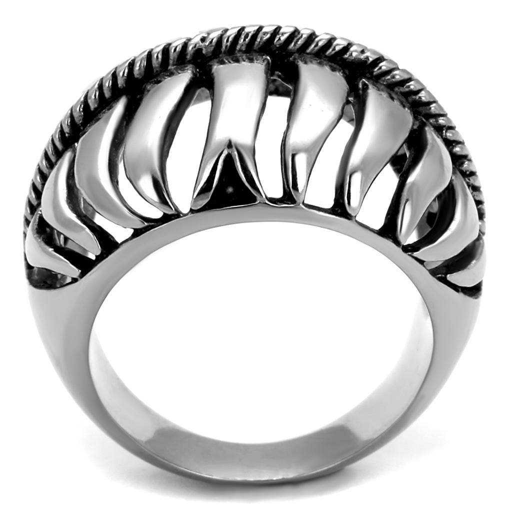 TK2341 - High polished (no plating) Stainless Steel Ring with Epoxy  in Jet