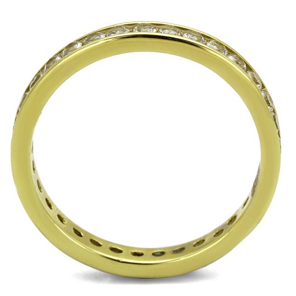 TK2343G - IP Gold(Ion Plating) Stainless Steel Ring with AAA Grade CZ  in Clear