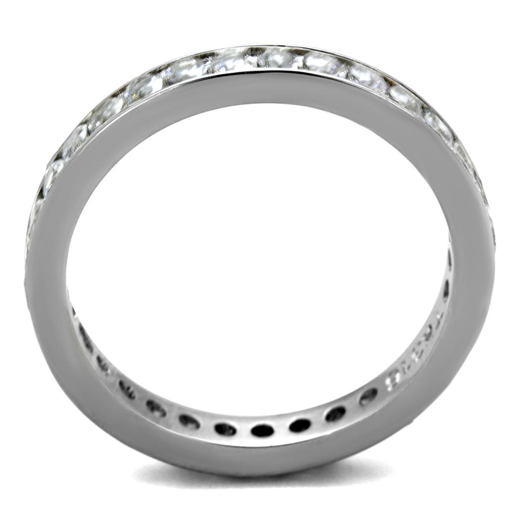 TK2343 - High polished (no plating) Stainless Steel Ring with AAA Grade CZ  in Clear