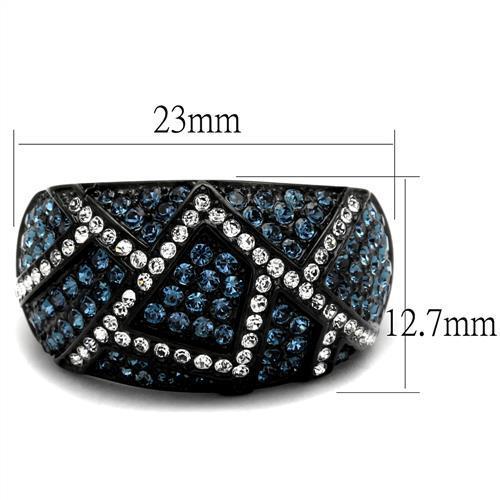 TK2353 - IP Black(Ion Plating) Stainless Steel Ring with Top Grade Crystal  in Montana