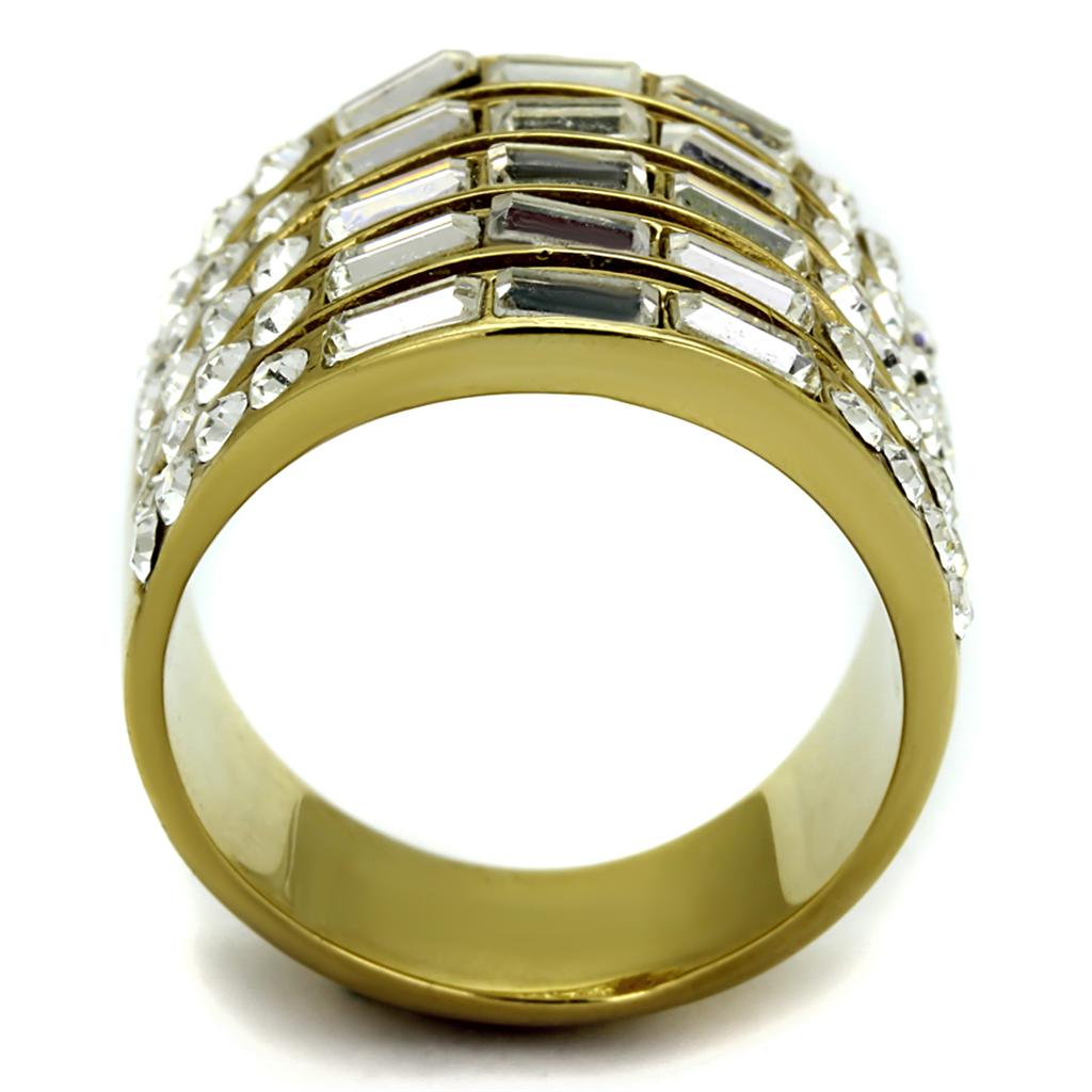 TK2362 - IP Gold(Ion Plating) Stainless Steel Ring with Top Grade Crystal  in Clear