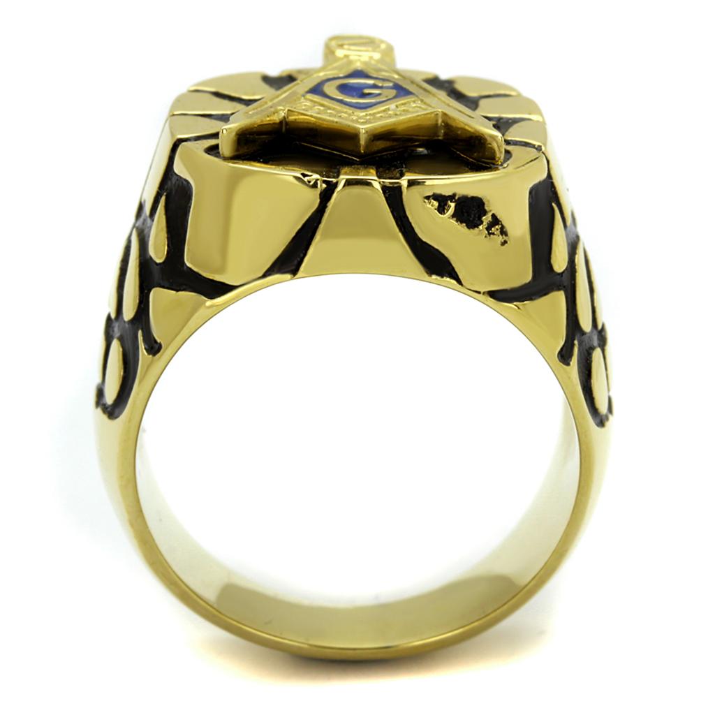 TK2372 - IP Gold(Ion Plating) Stainless Steel Ring with Epoxy  in Capri Blue