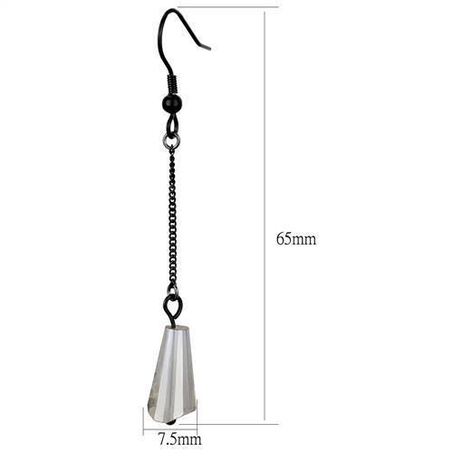 TK2381 - IP Black(Ion Plating) Stainless Steel Earrings with Synthetic Synthetic Glass in Clear