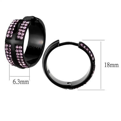 TK2386 - IP Black(Ion Plating) Stainless Steel Earrings with Top Grade Crystal  in Light Amethyst