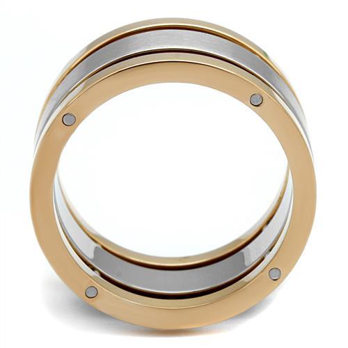 TK2402 - Two-Tone IP Rose Gold Stainless Steel Ring with No Stone