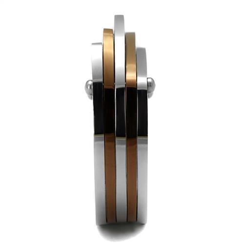 TK2404 - Two Tone IP Light Brown (IP Light coffee) Stainless Steel Ring with No Stone