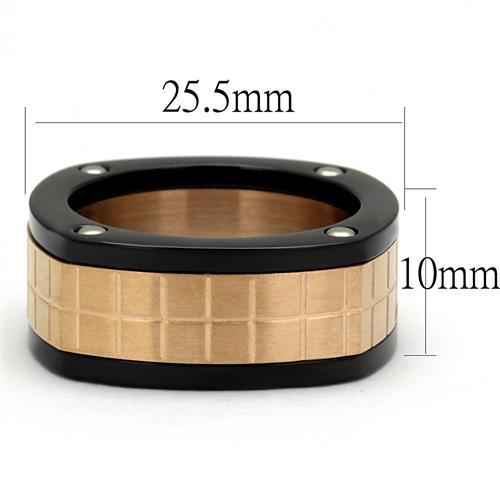 TK2406 - Three Tone IPï¼ˆIP Rose Gold & IP Black & High Polished) Stainless Steel Ring with No Stone