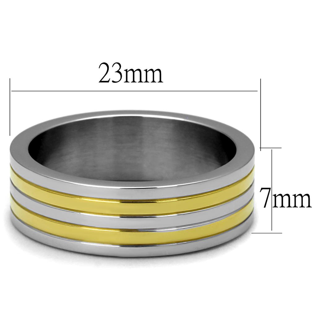 TK2413 - Two-Tone IP Gold (Ion Plating) Stainless Steel Ring with No Stone