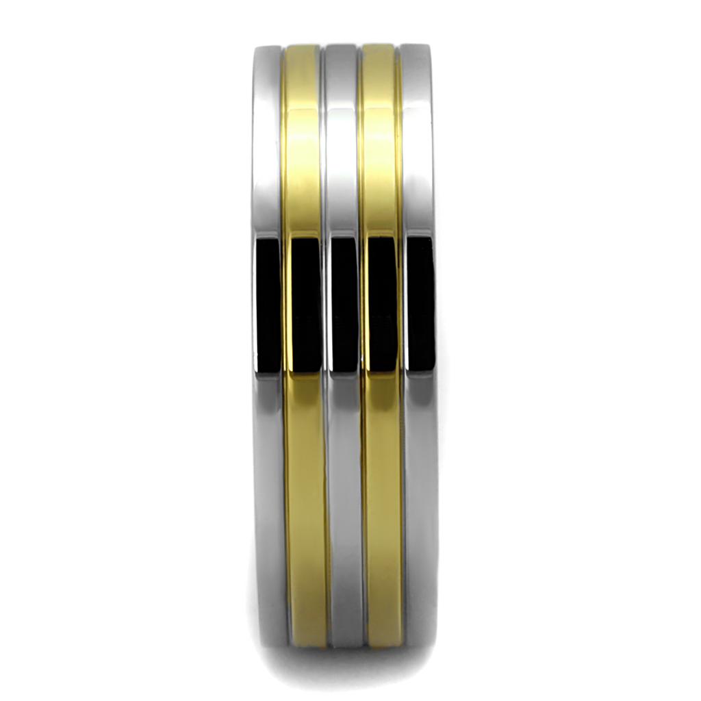 TK2413 - Two-Tone IP Gold (Ion Plating) Stainless Steel Ring with No Stone