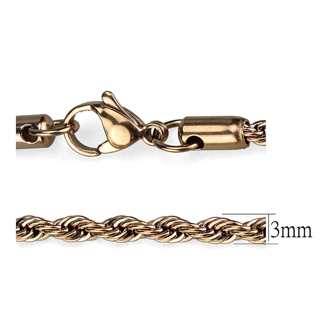 TK2434R - IP Rose Gold(Ion Plating) Stainless Steel Chain with No Stone