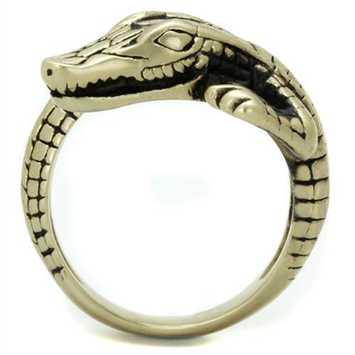 TK2459 - IP Antique Copper Stainless Steel Ring with Epoxy  in Jet