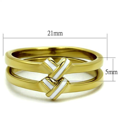 TK2494 - IP Gold(Ion Plating) Stainless Steel Ring with Epoxy  in White