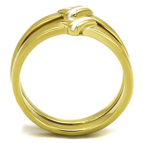 TK2494 - IP Gold(Ion Plating) Stainless Steel Ring with Epoxy  in White