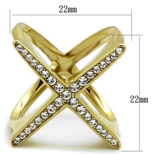 TK2497 - IP Gold(Ion Plating) Stainless Steel Ring with Top Grade Crystal  in Clear