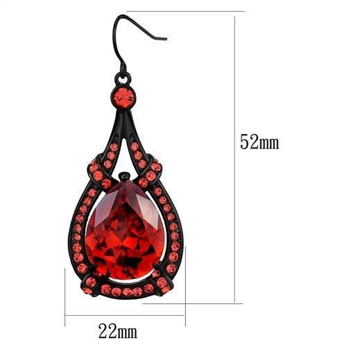 TK2531 - IP Black(Ion Plating) Stainless Steel Earrings with AAA Grade CZ  in Orange