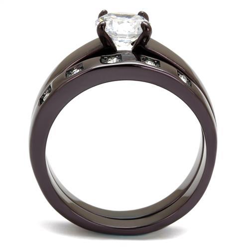 TK2547 - IP Dark Brown (IP coffee) Stainless Steel Ring with AAA Grade CZ  in Clear