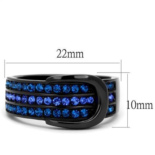 TK2549 - IP Black(Ion Plating) Stainless Steel Ring with Top Grade Crystal  in Multi Color