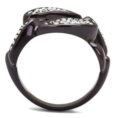 TK2558 - IP Dark Brown (IP coffee) Stainless Steel Ring with Top Grade Crystal  in Clear