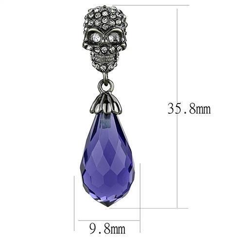 TK2574 - IP Light Black  (IP Gun) Stainless Steel Earrings with Synthetic Synthetic Glass in Tanzanite