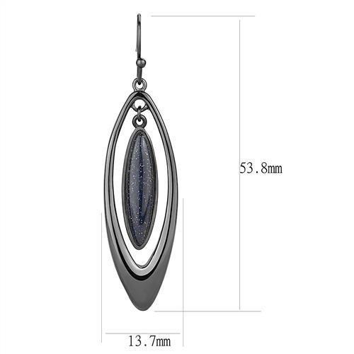 TK2577 - IP Light Black  (IP Gun) Stainless Steel Earrings with Blue Sand  in Montana