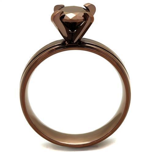 TK2598 - IP Coffee light Stainless Steel Ring with AAA Grade CZ  in Light Coffee