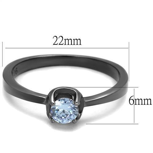 TK2609 - IP Light Black  (IP Gun) Stainless Steel Ring with AAA Grade CZ  in Light Amethyst