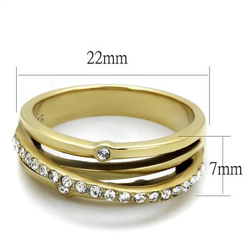 TK2611 - IP Gold(Ion Plating) Stainless Steel Ring with Top Grade Crystal  in Clear