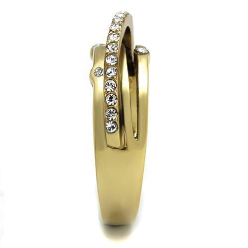 TK2611 - IP Gold(Ion Plating) Stainless Steel Ring with Top Grade Crystal  in Clear