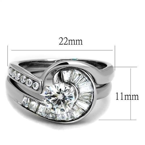 TK2617 - No Plating Stainless Steel Ring with AAA Grade CZ  in Clear