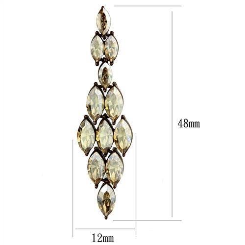 TK2632 - IP Coffee light Stainless Steel Earrings with Top Grade Crystal  in Champagne