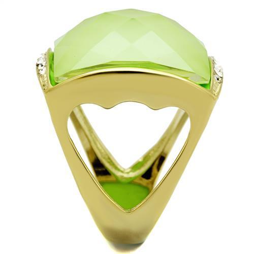 TK2661 - IP Gold(Ion Plating) Stainless Steel Ring with Synthetic Synthetic Stone in Apple Green color