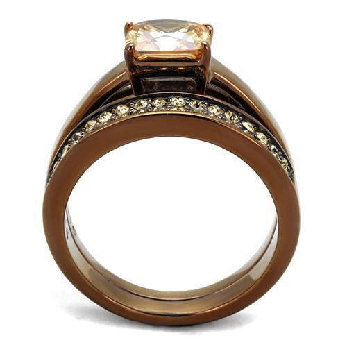 TK2670 - IP Coffee light Stainless Steel Ring with AAA Grade CZ  in Champagne