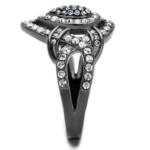 TK2679 - IP Light Black  (IP Gun) Stainless Steel Ring with Top Grade Crystal  in Multi Color