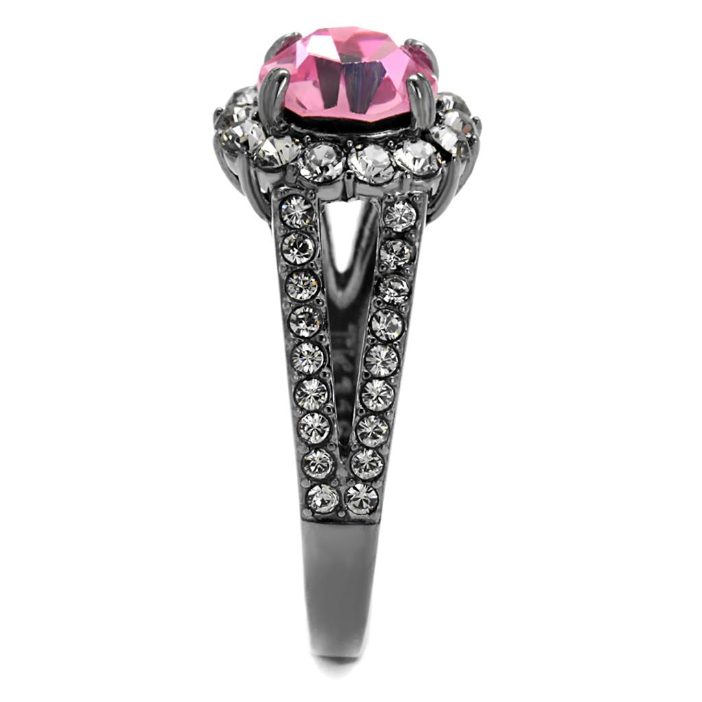 TK2680 - IP Light Black  (IP Gun) Stainless Steel Ring with Top Grade Crystal  in Light Rose