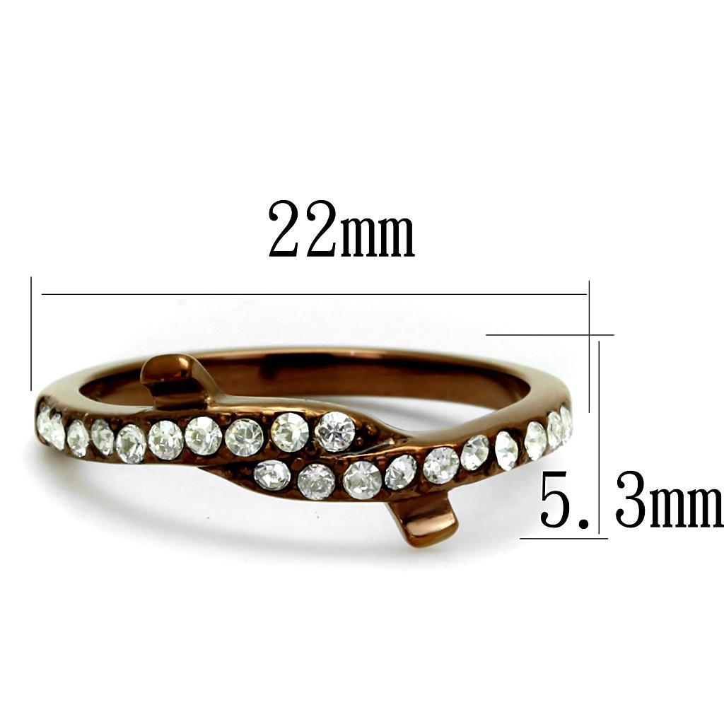 TK2687 - IP Coffee light Stainless Steel Ring with Top Grade Crystal  in Clear