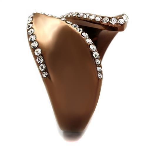 TK2691 - IP Coffee light Stainless Steel Ring with Top Grade Crystal  in Clear