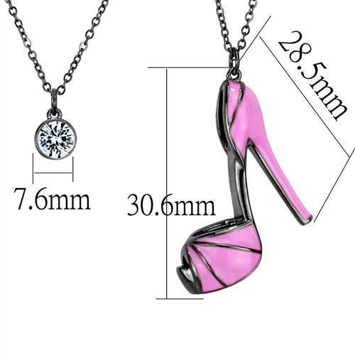 TK2703 - IP Light Black (IP Gun) Stainless Steel Chain Pendant with Top Grade Crystal in Clear