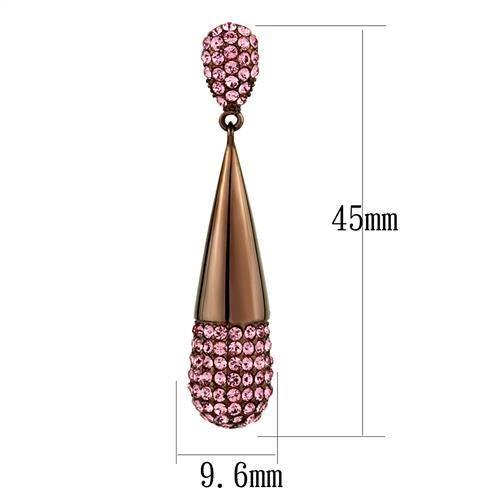 TK2707 - IP Coffee light Stainless Steel Earrings with Top Grade Crystal  in Light Peach