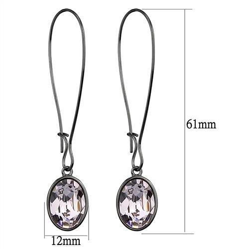 TK2719 - IP Light Black  (IP Gun) Stainless Steel Earrings with Top Grade Crystal  in Light Peach