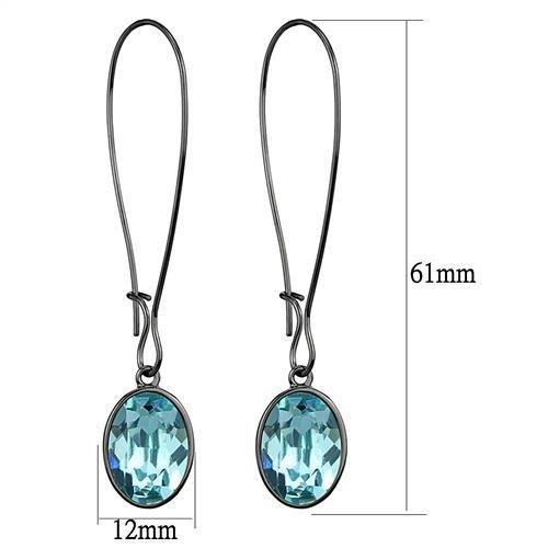 TK2720 - IP Light Black  (IP Gun) Stainless Steel Earrings with Top Grade Crystal  in Sea Blue