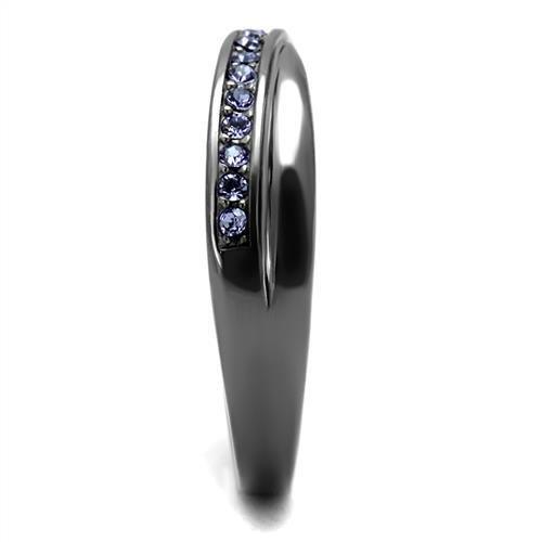 TK2750 - IP Light Black  (IP Gun) Stainless Steel Ring with Top Grade Crystal  in Tanzanite