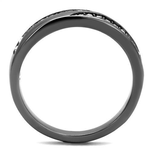 TK2751 - IP Light Black  (IP Gun) Stainless Steel Ring with Top Grade Crystal  in Clear