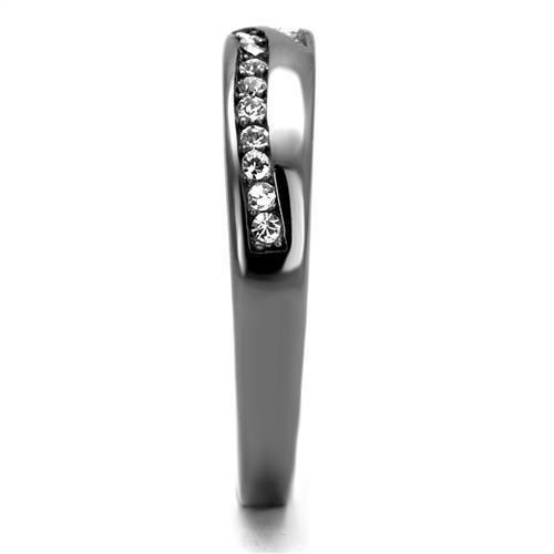 TK2751 - IP Light Black  (IP Gun) Stainless Steel Ring with Top Grade Crystal  in Clear